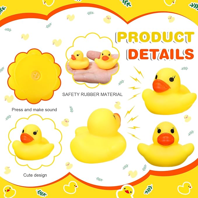 1500 Pcs Mini Rubber Ducks in Bulk Bath Toy Squeak Tiny Ducks for Kids Bathtub Shower Birthday Favors Party Decoration Gift, 1.57 x 1.57 x 1.18 Inches