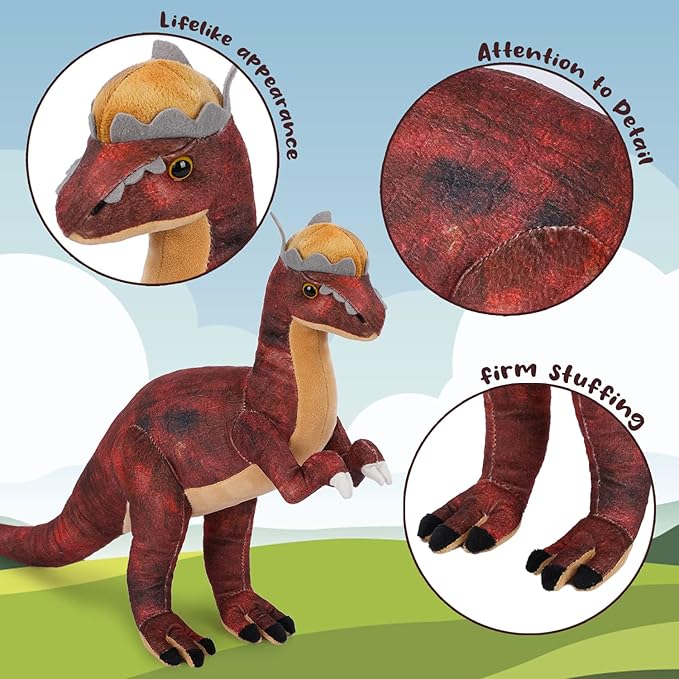 Pachycephalosaurus Plush Toy, 17" Dinosaur Stuffed Animal Throw Plushie Pillow Doll, Soft Blue Fluffy Friend Hugging Cushion - Present for Every Age & Occasion