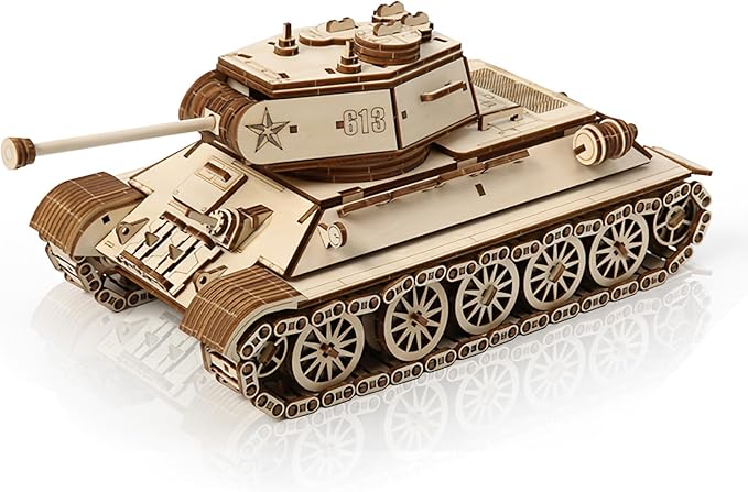 3D Wooden Puzzle for Adults, DIY Tank Model, Creative Assembly Model Building for Adults, DIY Assembly Puzzle, Woodcraft Kit for Christmas Day
