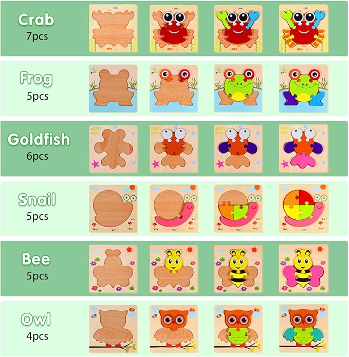 Wooden Montessori Puzzles for Toddlers Kids: Toddler Puzzles for 1-3 Montessori Toys for 1 2 3 Year Old Girls Boys Baby - Kids Puzzle Ages 2-4 Preschool Learning Educational Toy