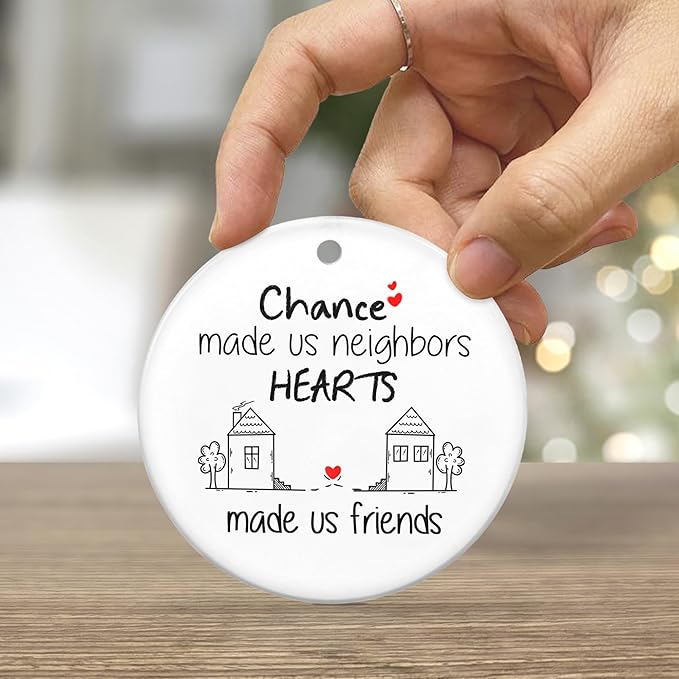 Neighbors Gifts for Friends - Christmas Tree Decoration Ceramic Ornament - Christmas Birthday Funny Hello Neighbor Gifts for The Neighborhood Friends