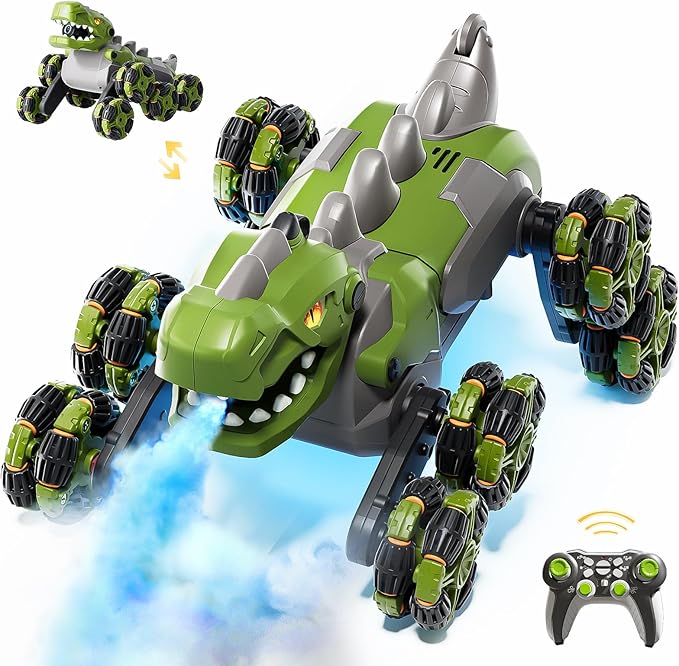 8WD Remote Control Car, 2.4GHz Remote Control Dinosaur for Boys 4-7,Suitable for Children Aged 8-12, Children's Birthday Gift Recommendation (Green)