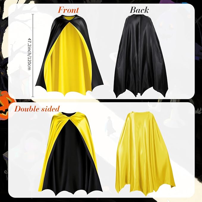 Haysandy Bat Cape Costume Unisex Reversible Satin Capes for Women for Halloween Hero Party Vampires Cosplay Costume