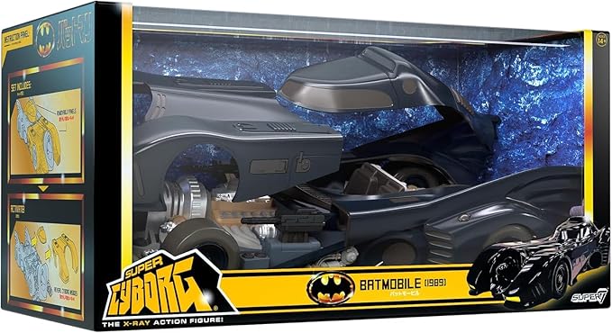 Super7 Super Cyborg Batman Batmobile 1989 (Full Color) - 13" Batman Action Figure Vehicle Classic Movie Collectibles and Retro Toys