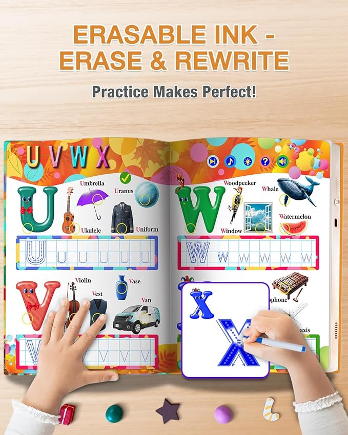 English Interactive Sound Book for Kid,Alphabet & Number Talking Book for Toddlers Age 3-5,Preschool ABC Learning Travel Toy for Boys Girls Birthday Gift 3 4 5 6 Year Old,Sensory Autism Toy,600+ Audio