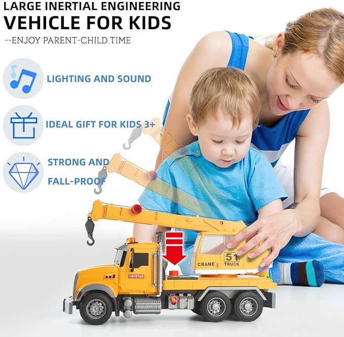 2-in-1 Flatbed Truck Playset with Lights & Sounds - Perfect for Boys Aged 3+, Includes Transport Trailers and Carrier Tow Truck Toys