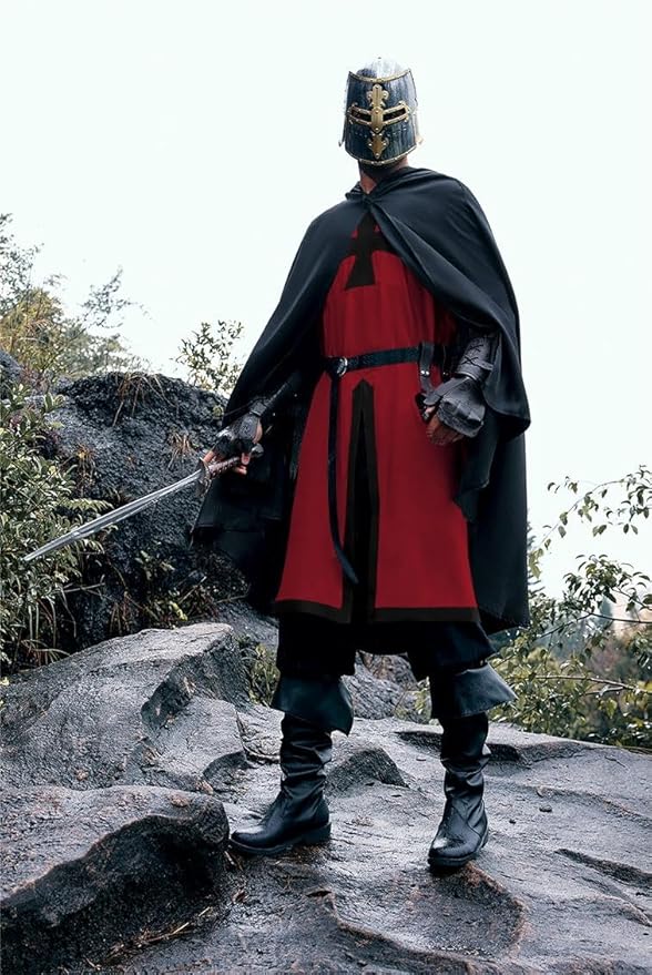Runcati Mens Medieval Crusader Knights Tunic Renaissance Warrior Templar Cosplay Costumes Tops
