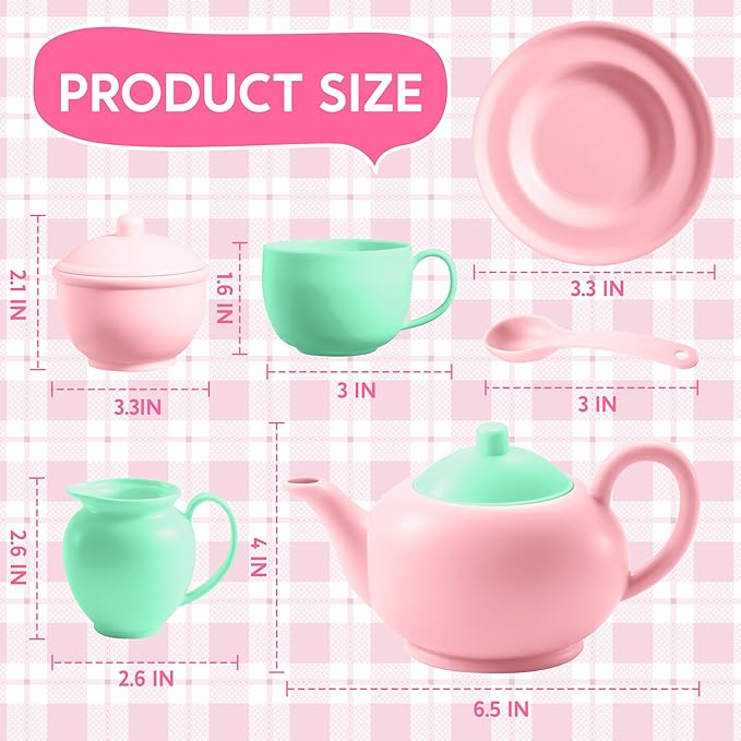 JOYIN 18PCS Pretend Tea Party Set, Plastic Tea Set, Mini Kitchen for Kids, Gifts for Toddler Boys Girls Ages 3 4 5 6 Years Old