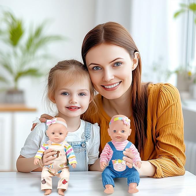 6 Sets 14-16 Inch Baby Doll Accessories & Clothes - Dress Outfits Headbands Accessories fits New Born 43cm Doll, 15 inch Baby Doll