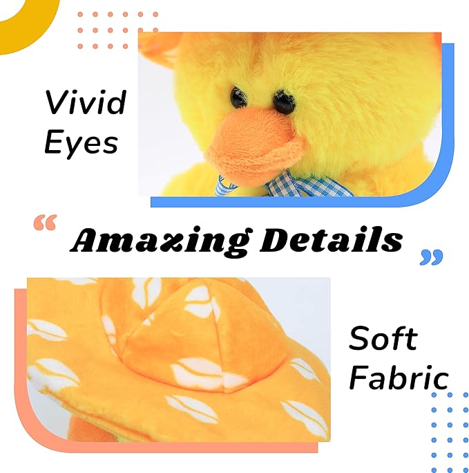 Hopearl Talking Singing Duck Toy Repeats What You Say Walking Duckling Electric Interactive Animated Toy Speaking Plush Buddy Gifts for Toddlers, Yellow, 8''