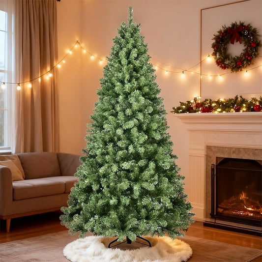 6ft Unlit Christmas Tree with 760 Steel Branch Tip,Premium Full Hinged Spruce Christmas Tree with Foldable Base, Artificial Xmas Tree for Easy Holiday Setup