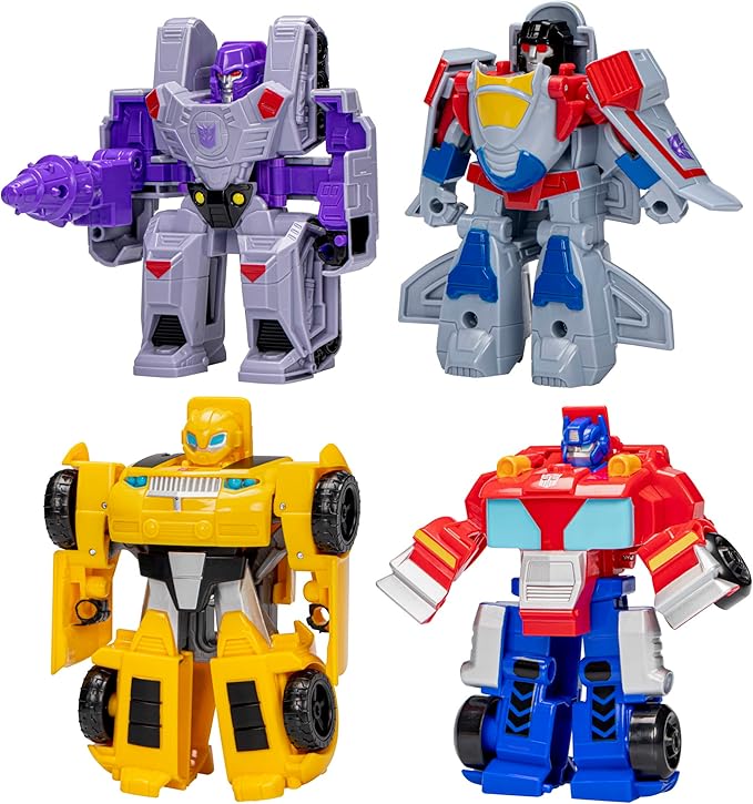 Transformers Toys Heroes vs Villains 4-Pack, Autobot and Decepticon 4.5-Inch Action Figures, Preschool Robot Toys for Kids Ages 3 and Up (Amazon Exclusive)