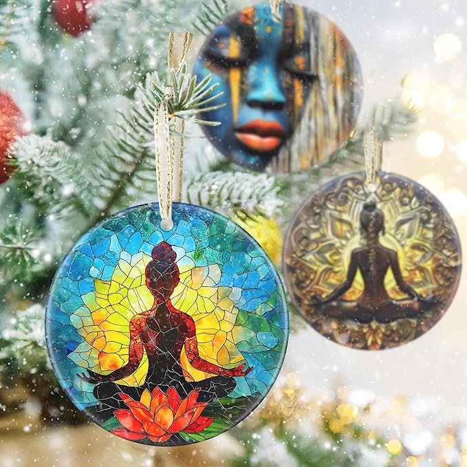 3.5" Ceramic Christmas Ornaments, Christmas Tree Ornaments, Heirloom Keepsake, Gift Exchange, Gift Idea, Bauble Present - Yoga Symbol