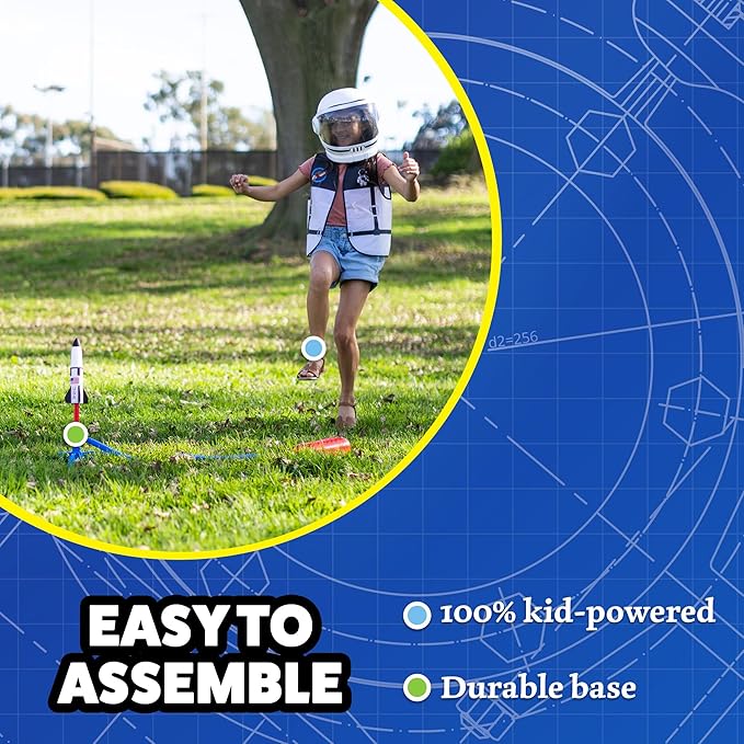 Stomp Rocket Space Collection Rocket Launcher for Kids, 3 NASA Rockets - Backyard & Outdoor Fun Toy Gift for Boys & Girls - STEM Soft Foam Blaster Set Soars Up to 100 Feet - Ages 5 & Up