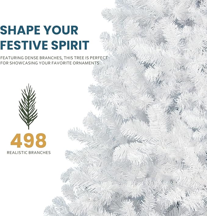 Kadunmina 5ft Artificial White Christmas Tree,Unlit Premium Small Xmas Tree with 498 Branch Tips,Fake Spruce Full Hinges Trees for Home,Office,Metal Base