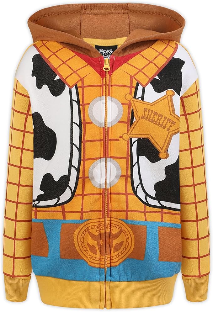 Disney Toy Story Woody or Buzz Lightyear Boys Zip Up Hoodie for Toddler and Little Kids