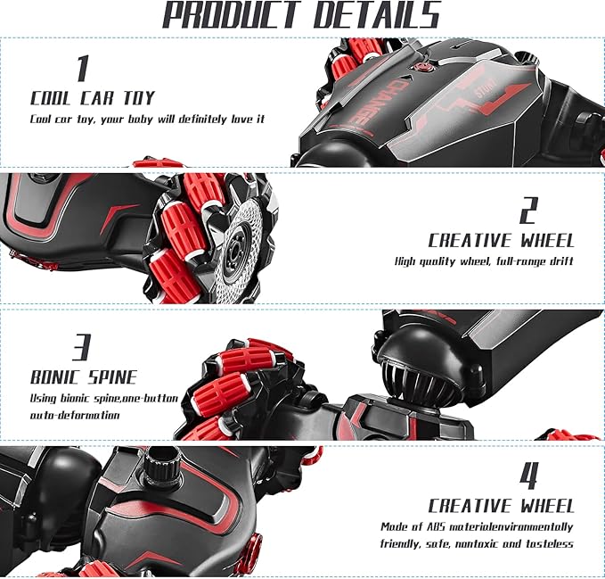 4WD Remote Control Gesture Sensor Car,Hand Controlled RC Stunt Car,Double-Sided Vehicle 360° Rotation with Light and Music Spray, Watch Toy Cars for Boys & Girls Birthday