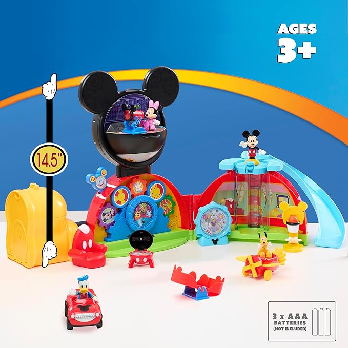 Disney Jr. Mickey Mouse Clubhouse Deluxe 28-inch Playset with Lights and Sounds, 16-Pieces, 3-inch Articulated Figurines, Toy for Fans, Boys, Kids, Ages 3 and Up by Just Play