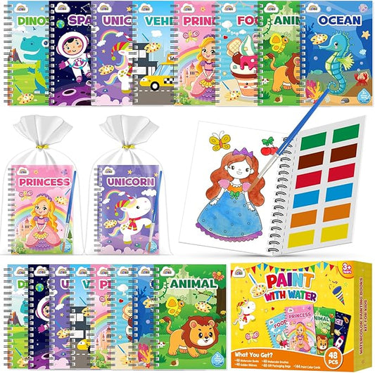ZMLM 48 Water Coloring Books for Kids Party Favors - Mini Coloring Books Bulk for Ages 4-8,Small Birthday Goodie Bags Crafts Return Gifts Classroom Art Crafts Classroom Prizes