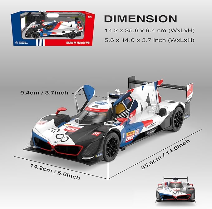 Voltz Toys 1/14 Scale Le Mans RC Car Licensed Le Mans Series Remote Control Toy Car Model for Kids and Adults with Open Doors and Lights Gift for Kids and Adult (BMW M Hybrid V8 LMDH)