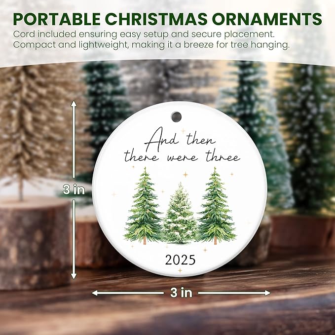 OASSIE Baby's First Christmas Ornaments 2025 - Glass Christmas Ornaments 2025 for Tree Decorations - Gifts for New Mom Dad Parents Couples, Family of Three, Pregnancy Announcement for Grandparents