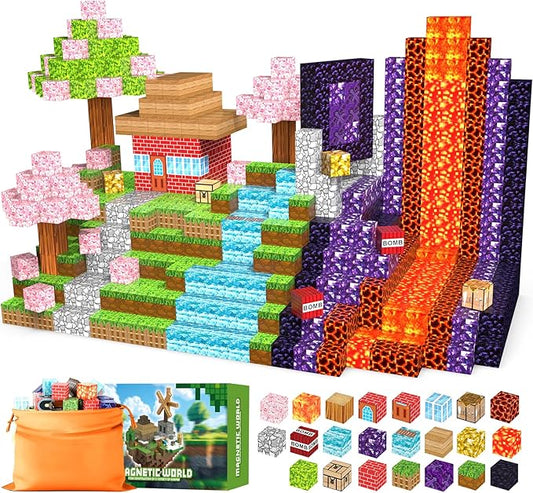 120PCS Magnetic Blocks - Building Toys for Boys Girls, 1'' Magnetic Cubes, STEM Sensory Toys, Christmas Birthday Gifts for Kids Ages 3 4 5 6 7 8 9