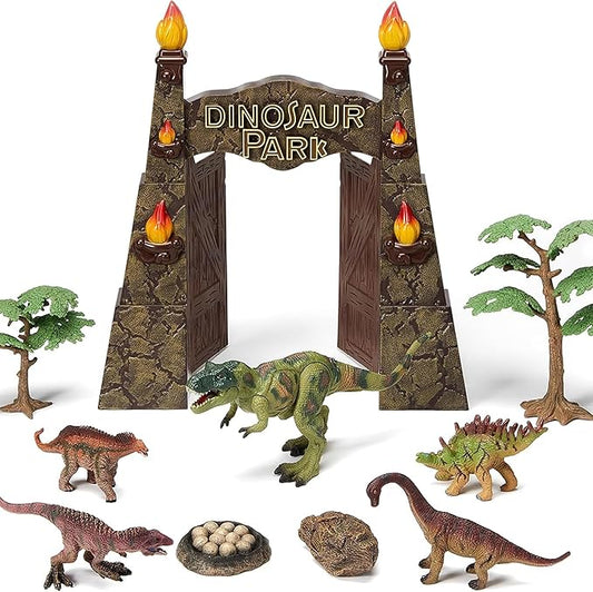 Large Dinosaur Park Gate Dino Nest of Eggs Realistic Dinosaur Toys for Kids 3-5 5-7 Jurassic World Dinosaur Figures Tyrannosaurus Play Set for Kids Toddler Boys Girls