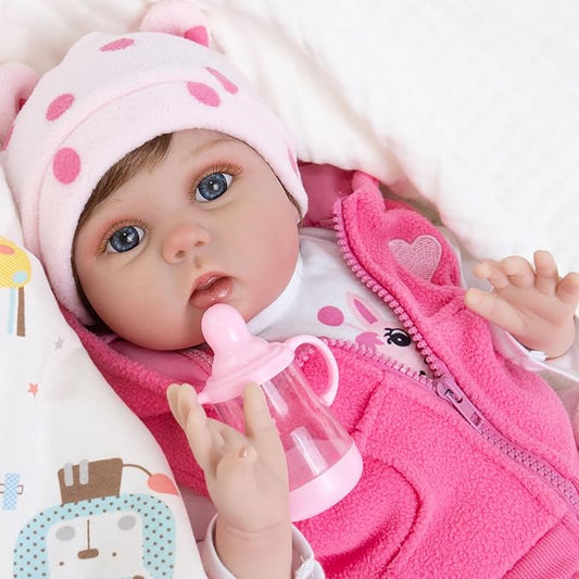 Reborn Baby Dolls Girl Set- 22 Inches Realistic Soft Vinyl Newborn Baby Doll That Look Real, Best Toy for Kids Ages 3+ (Jasmine)