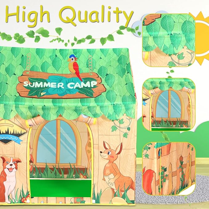 SweHouse Kids Play Tents Indoor: Cute Forest Play Pouse Tent for Kids with Star Lights - Toddler Play Tents Boys Fort Play Area Decorations for Birthday