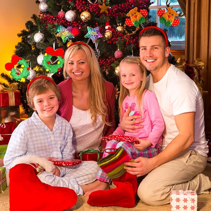 MGparty 16 pcs Christmas Headbands Christmas Parties Favors Decoration Supplies Xmas Gifts Photo Booth Xmas Tree Snowman Reindeer Antlers Santa Hat