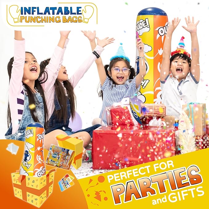 INFLATABLE DUDES Target Bags -Kids Punching Bag | Already Filled with Sand| Bop Bag | Premium Inflatable Toy | Punching Bag for Kids | Enhanced Bounce-Back Action! | Indoor Outdoor -Party Games