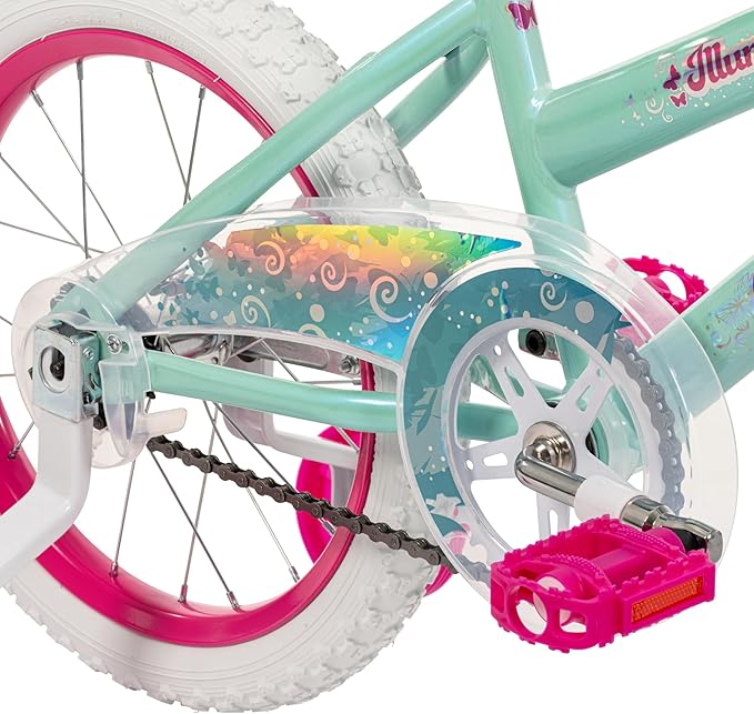 Huffy Illuminate Bike for Girls, 12/16/20 Inch Size Options, Ages 3+ Years Old, Removable Training Wheels (12" and 16" Only), Multiple Color Options, Easy Assembly, Streamers, Adjustable Seat, Durable