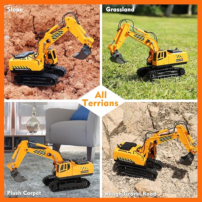 RC Toys Construction Excavator Car: Kids Birthday Gift for Boys Girls 4 5 6 7 8 9+ Year Old Truck Dump Best Toddler Sand Play Vehicles Set Age 4-8