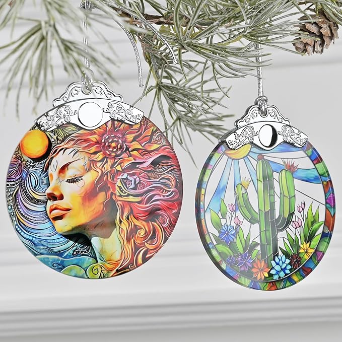 2025 Cactus Ornaments for Christmas Tree - Christmas Ornaments, Stained Glass, Plant Lover Decor - Gift Idea for Friends