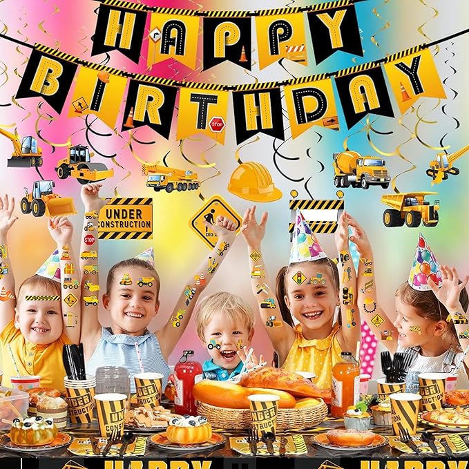 Cars and Trucks Temporary Tattoo for Kids - 50PCS Cars Construction Tractor Tattoos Party Birthday Decorations Excavator Construction Vehicle Tattoo Body Sticker for Kids Boys Girls Party Bag Filler