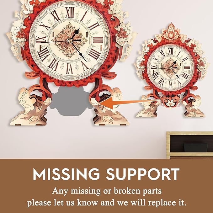 3D Puzzles for Adults Clock-Flame Flower Design Model Kit-Mechanical DIY Pendulum Clock with Roman Numerals-Desk Home Office Decor Personalized Gift for DIY Lovers