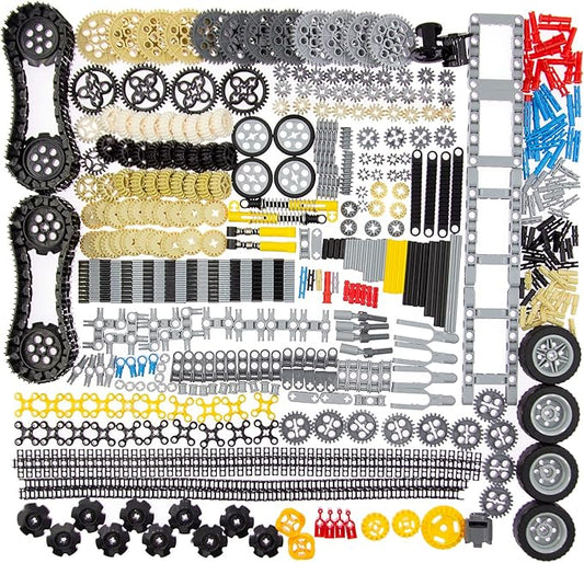 844Pcs Pins-Gears-Axles Set Compatible with mainbrands-Technical-Parts, Latest differentials Chain Link Connector Joints Tank Track Car-Wheels-Tires Shock-Absorber Steering Shaft