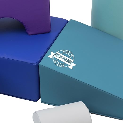 FDP SoftScape Playtime and Climb Multipurpose Playset for Infants, Toddlers 10m-2yrs; Climber and Block Play, Learn Gross Motor Skills at Home or Daycare (6-Piece) - Contemporary/Purple, 12364-CTPU