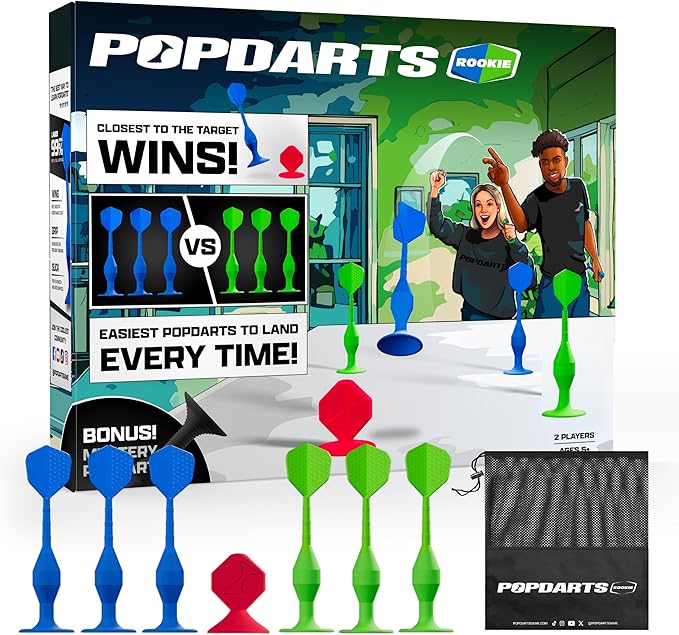 Popdarts Game Rookie Pack – Beginner-Friendly Suction Cup Dart Game for Kids, Families, and New Players | Indoor & Outdoor Target Toss Game | Fast Setup, Durable, Simple Rules, and Fun for All Ages!