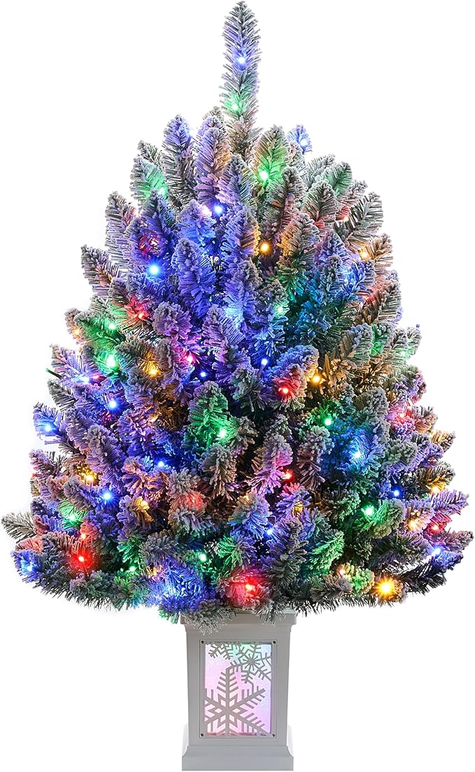 3FT Small Christmas Tree, Artificial Christmas Tree with 100 Lights & Lighting Base, Prelit Mini Tree for Christmas Decor,Tabletop Christmas Tree, 10 Modes Lighting Control, Timer Operated Operated