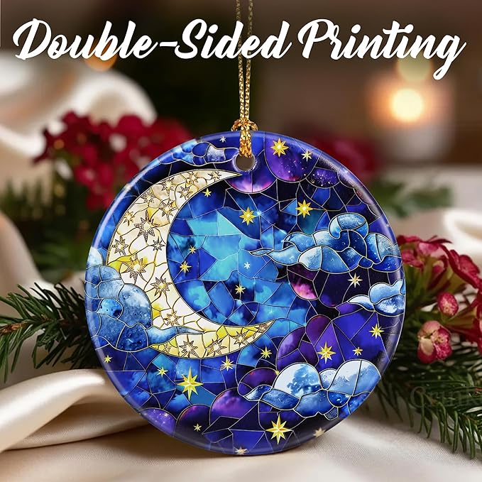 Night Sky Ornaments, Christmas Ornaments: Christmas Tree Decorations, Holiday Decor, Stocking Stuffers, Gift Ideas, Xmas Gift, Star and Moon Lover Gifts & Gifts for Art Lover