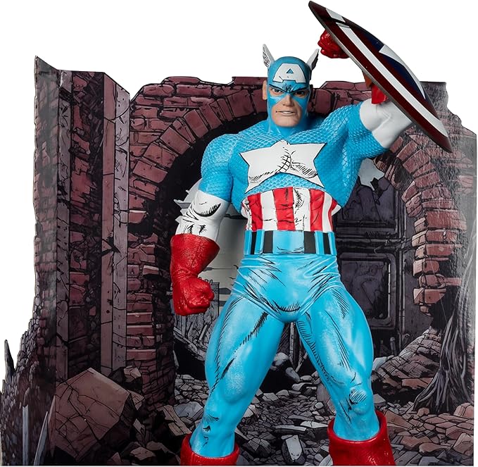 McFarlane Toys - Marvel Captain America 1:6th Scale Posed Figure with Scene & Comic (The Amazing Spider-Man #323)