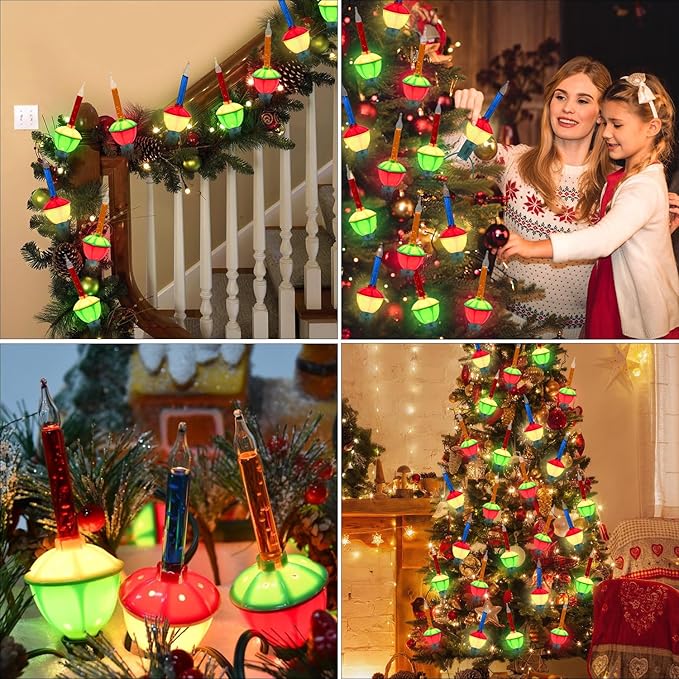 8.8 Feet Vintage Christmas Bubble Lights with 10 Bubbling Bulbs(1 Spare), Multicolor Vintage Bubble Christmas Lights Waterproof for Holiday Decorations for Trees Porch Home, E12 Base, 5 Watt