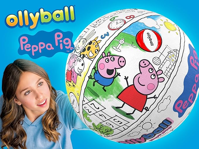 Ollyball Peppa Pig - Toy of The Year Indoor Colorable Kickball - Gifts for Kids and Adults to Play Ball in The House