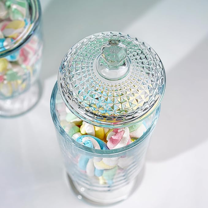 24oz Clear Glass Candy Jar with Lid Glass Cookie Jars Storage Decorative Jars for DIY Projects,Candy Buffet,Shower Favors