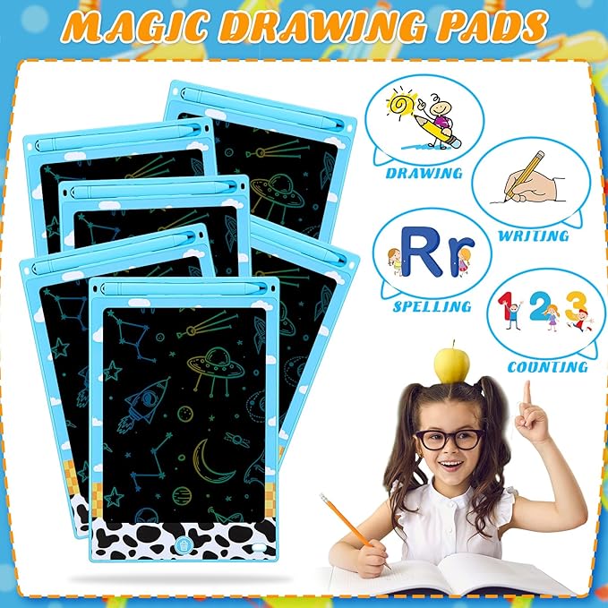Nezyo 12 Pack Large Toy Party Favors LCD Writing Tablet for Kids 8.5 Inch Cartoon Toys Drawing Tablet Erasable Reusable Electronic Drawing Pads for Birthday Party Supplies Gifts Goodie Bags Stuffers