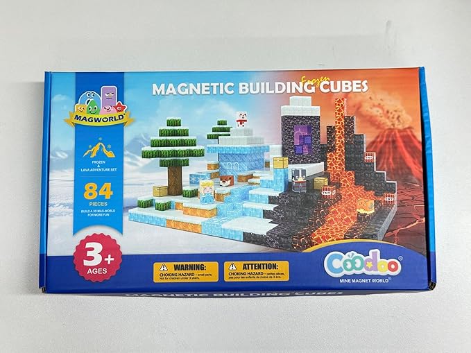 Coodoo Frozen Toys Magnetic Blocks - Build Mine Magnet World Frozen & Lava Set, Magnetic Tiles Building Blocks Toddler STEM Sensory Outdoor Kids Toys, Gifts for Boys & Girls for Ages 3 4 5 6 7 8