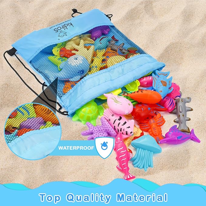 Kiditos 46PCS Magnetic Fishing Bath Toys Game Set,Swimming Fish Toys for Bathtub,Water Table Bathtub Toys for Toddlers Kids Age 3-6, Pool Toys for Pretend Play&Education Teaching&Learning Colors