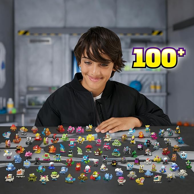 MRBEAST LAB Swarms Series 3, Hyper Fusion Series, 6 Pack - Lab Pack Includes 6 Micro Beasts, 6 Collectible Stickers & 2 Stackable Fusion Caps to Build Out Your Own