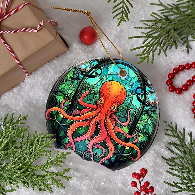 Octopus Christmas Tree Ornament - Gifts for Octopus Lovers - Animal Lovers Decor